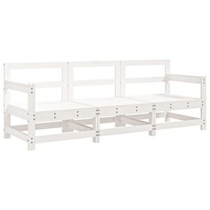 vidaXL Salon de jardin 3 pcs blanc bois massif de pin