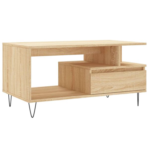 vidaXL Table basse Ch&ecirc;ne sonoma 90x49x45 cm Bois d'ing&eacute;nierie