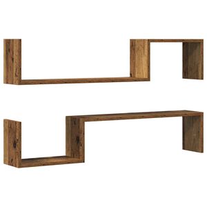 vidaXL &Eacute;tag&egrave;res murales 2 pcs vieux bois 100x15x20cm bois d'ing&eacute;nierie