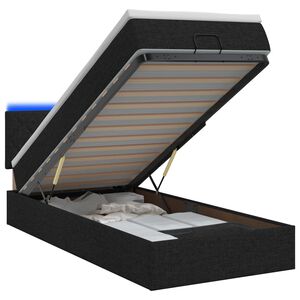 vidaXL Lit coffre avec matelas et LED Noir 90 x 190 cm Tissu