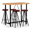 vidaXL Ensemble de bar 5 pcs Bois d'acacia massif et cuir v&eacute;ritable