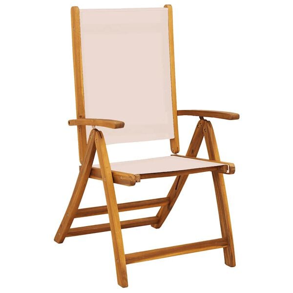 vidaXL Chaises pliables de jardin lot de 2 bois d'acacia et textil&egrave;ne