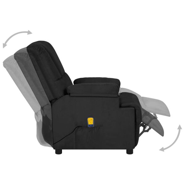 vidaXL Fauteuil de massage Noir Similicuir daim