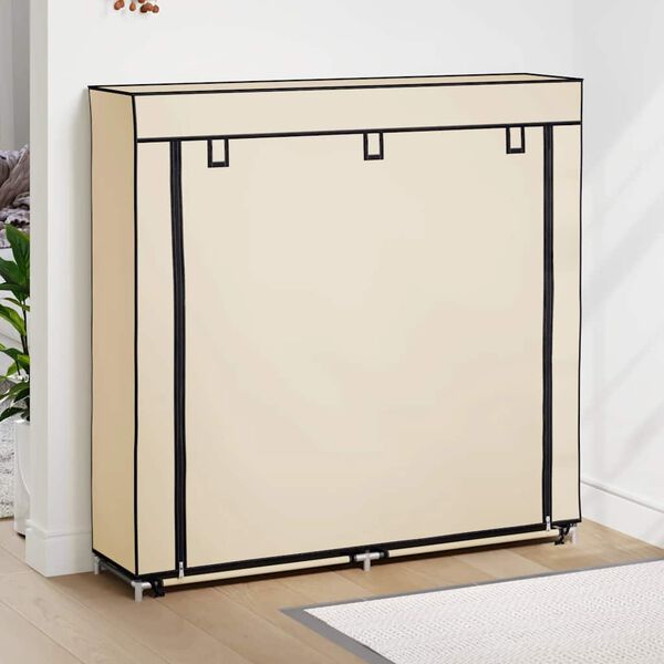 vidaXL Armoire &agrave; chaussures avec housse Cr&egrave;me 115x28x110 cm Tissu
