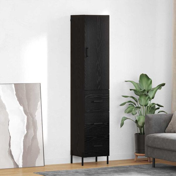 vidaXL Haut Armoire Ch&ecirc;ne noir 34,5 x 34 x 180 cm Bois d'ing&eacute;nierie