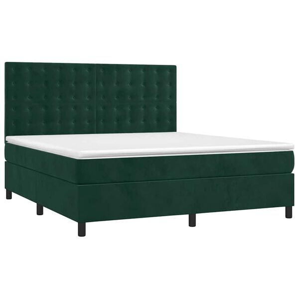 vidaXL Sommier &agrave; lattes de lit et matelas Vert fonc&eacute; 180x200cm Velours