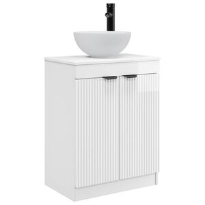 vidaXL Meuble de salle de bain avec &eacute;vier Blanc brillant
