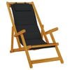 vidaXL Chaise pliante avec accoudoirs en bois d'acacia noir et textil&egrave;ne