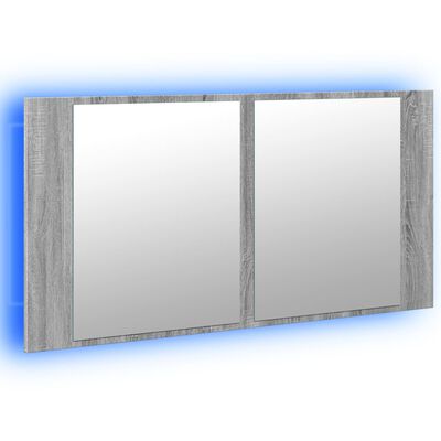 vidaXL Armoire de salle de bain à miroir LED sonoma gris 90x12x45 cm