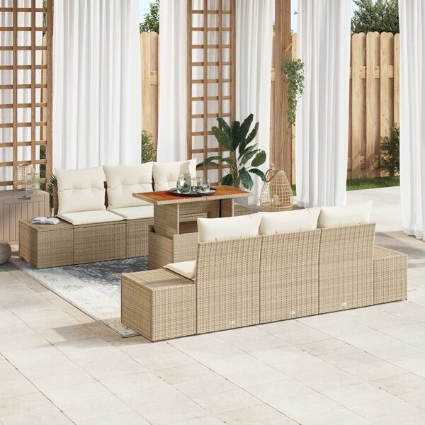 vidaXL Ensemble de salle &agrave; manger pour jardin 7 pcs Beige et cr&egrave;me