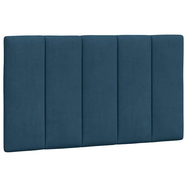 vidaXL Coussin de t&ecirc;te de lit Hanko bleu 80 cm velours