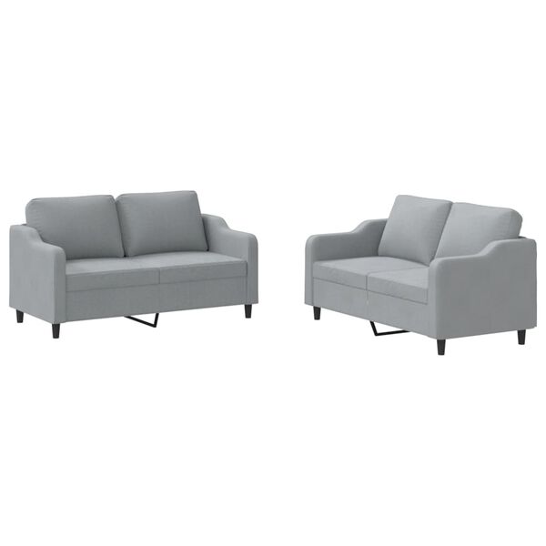 vidaXL Ensemble de canap&eacute;s 2 pcs avec coussins Gris clair Tissu