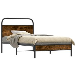 vidaXL Cadre de lit sans matelas 90x190cm ch&ecirc;ne fum&eacute; bois d'ing&eacute;nierie