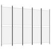 vidaXL Cloison de s&eacute;paration 5 panneaux Blanc 250x180 cm Tissu