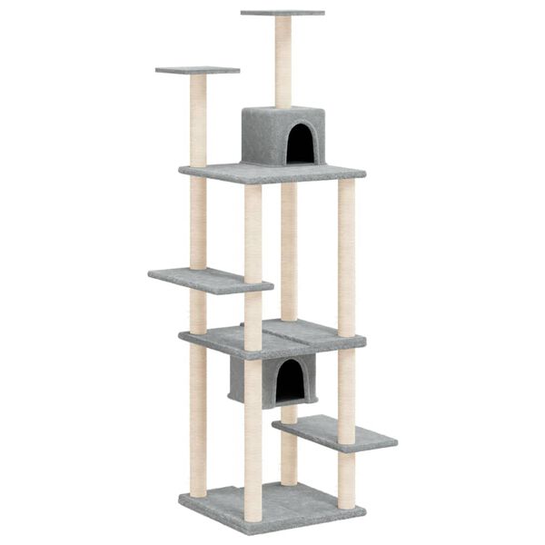 vidaXL Arbre &agrave; chat avec griffoirs en sisal Gris clair 176 cm