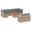 vidaXL Salon de jardin avec coussins 10 pcs beige r&eacute;sine tress&eacute;e