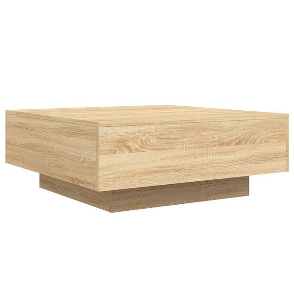 vidaXL Table basse avec lumières LED chêne sonoma 80x80x31 cm