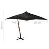 vidaXL Parasol de jardin suspendu avec mât noir bois de sapin massif
