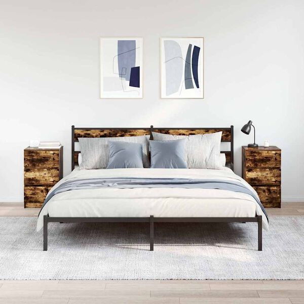 vidaXL Tables de chevet avec 3 tiroirs 2 pcs chêne fumé 39x35x65 cm