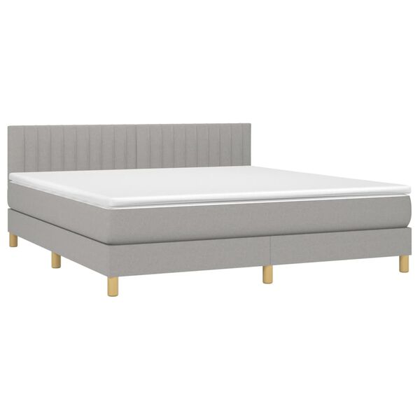 vidaXL Sommier &agrave; lattes de lit et matelas et LED Gris clair 180x200 cm