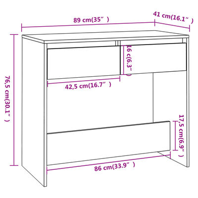 vidaXL Table console Sonoma gris 89x41x76,5 cm Acier