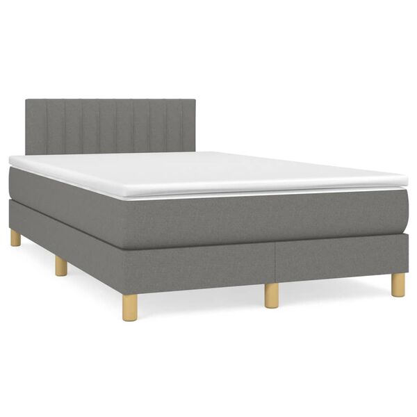 vidaXL Sommier &agrave; lattes de lit matelas LED gris fonc&eacute; 120x190 cm tissu