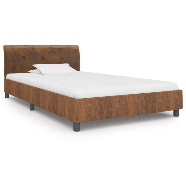 vidaXL Cadre de lit sans matelas marron similicuir daim 100x200 cm