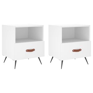 vidaXL Tables de chevet 2 pcs blanc 40x35x47,5 cm bois d&rsquo;ing&eacute;nierie
