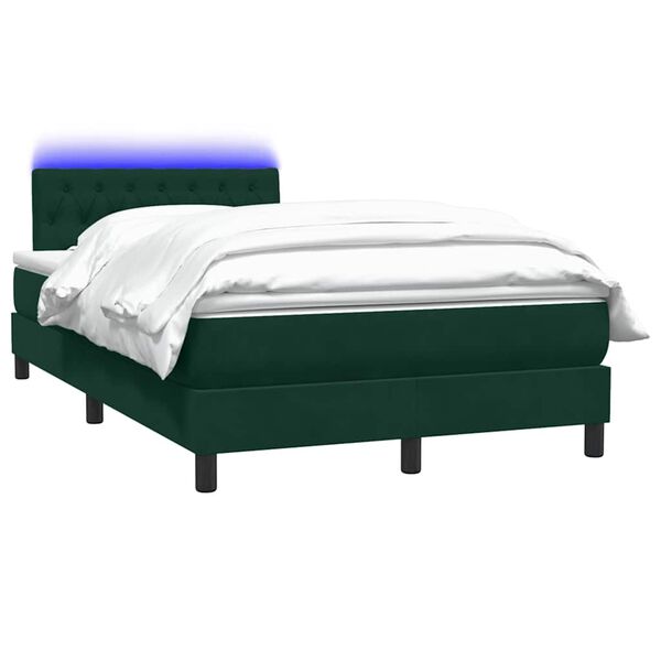vidaXL Sommier &agrave; lattes de lit et matelas et LED vert fonc&eacute; 120x220cm velours