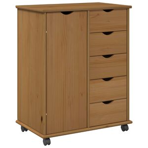 vidaXL Cabinet roulant avec roue Marron miel 63,5 x 39 x 79 cm