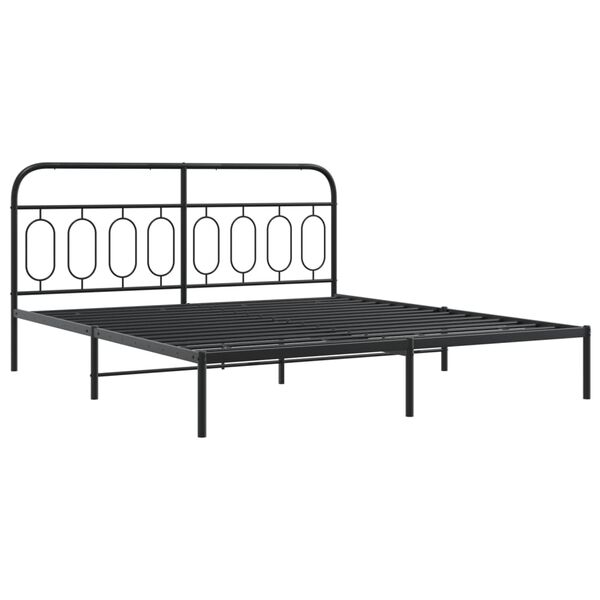 vidaXL Cadre de lit métal sans matelas avec tête de lit noir 183x213cm