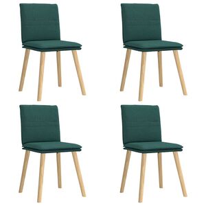 vidaXL Chaises &agrave; manger lot de 4 vert fonc&eacute; tissu