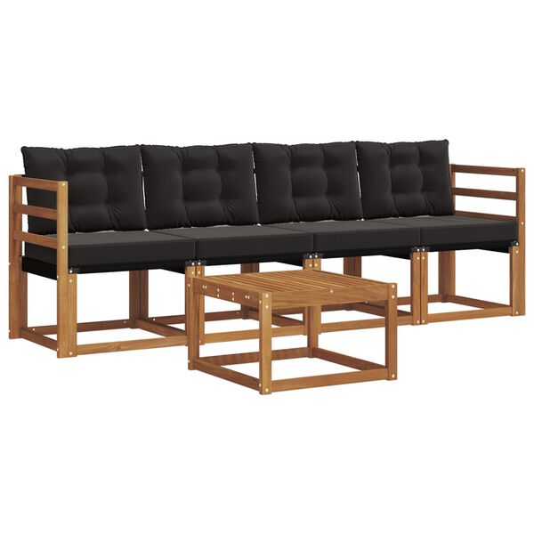 vidaXL Ensemble de canap&eacute;s d'ext&eacute;rieur 5 pcs Naturel et Noir