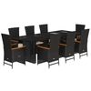 vidaXL Ensemble &agrave; manger de jardin 9pcs coussins noir r&eacute;sine tress&eacute;e
