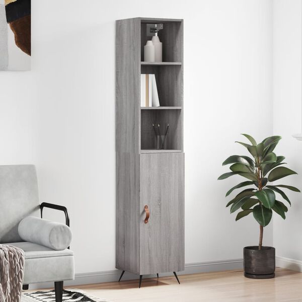vidaXL Buffet haut Sonoma gris 34,5x34x180 cm Bois d'ingénierie