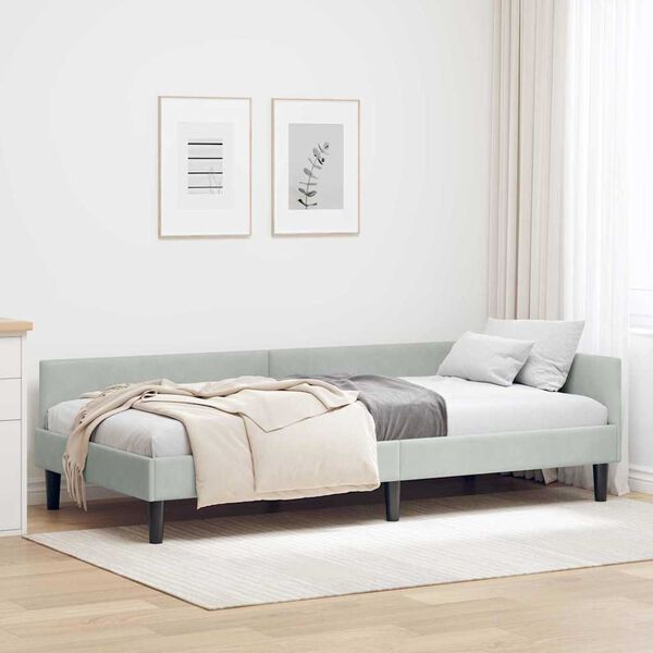 vidaXL Cadre de lit d'angle Gris clair 80 cm x 200 cm Velours