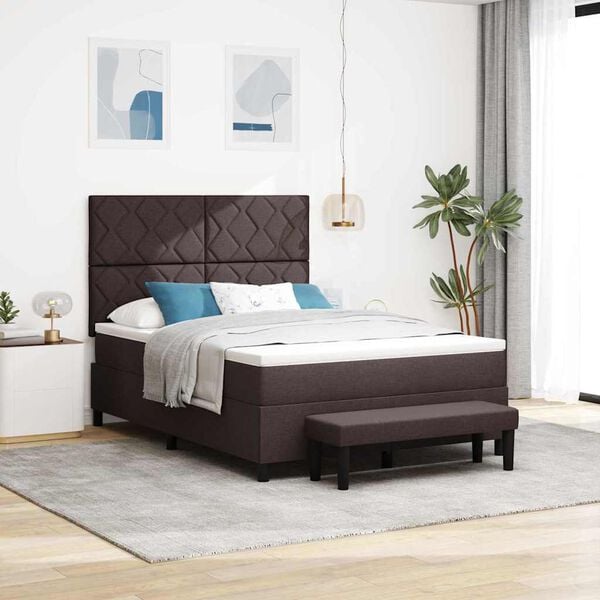 vidaXL Lit &agrave; ressorts avec matelas Marron fonc&eacute; 160 x 200 cm tissu