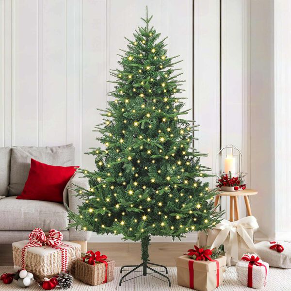 vidaXL Sapin de No&euml;l artificiel pr&eacute;-&eacute;clair&eacute; Vert 180 cm PVC et PE