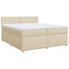 vidaXL Sommier &agrave; lattes de lit avec matelas Cr&egrave;me 200x200 cm Tissu
