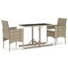 vidaXL Ensemble &agrave; manger de jardin 3 pcs Beige