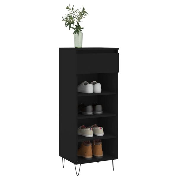 vidaXL Armoire à chaussures Noir 40x36x105 cm Bois d'ingénierie