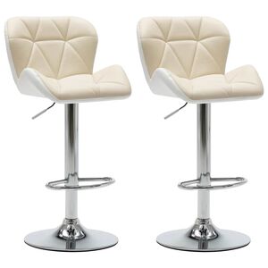 vidaXL Tabourets de bar lot de 2 cr&egrave;me similicuir