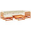 vidaXL Salon de jardin 7 pcs avec coussins cire marron bois pin massif