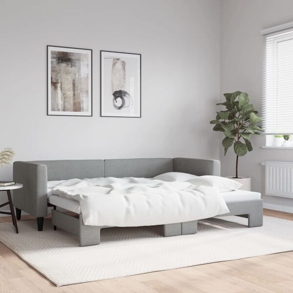 vidaXL Lit de jour avec gigogne sans matelas gris clair 80x200 cm