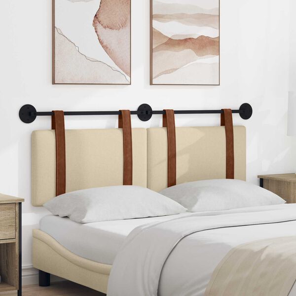 vidaXL T&ecirc;te de lit suspendue Uni Cr&egrave;me 130 x 55 x 5 cm PU antique