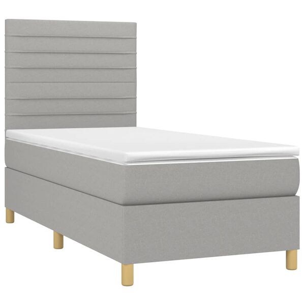 vidaXL Sommier &agrave; lattes de lit et matelas et LED Gris clair 80x200cm