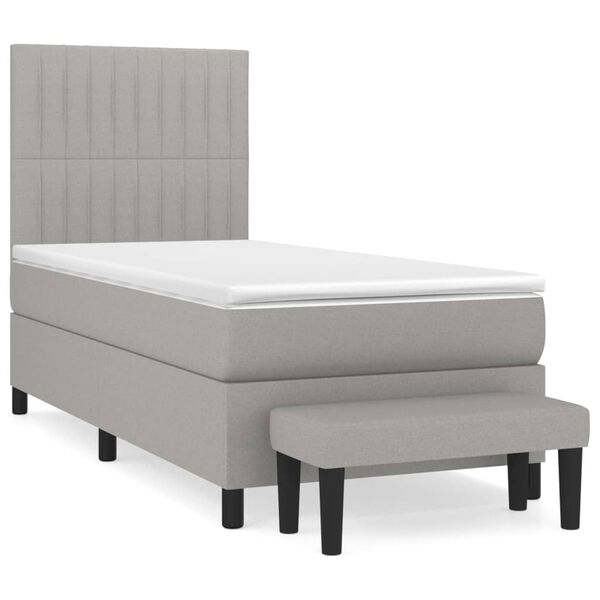 vidaXL Sommier &agrave; lattes de lit avec matelas Gris clair 100x200cm Tissu