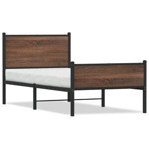 vidaXL Cadre de lit en m&eacute;tal sans matelas ch&ecirc;ne marron 80x200 cm