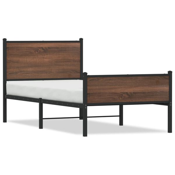 vidaXL Cadre de lit en m&eacute;tal sans matelas ch&ecirc;ne marron 80x200 cm