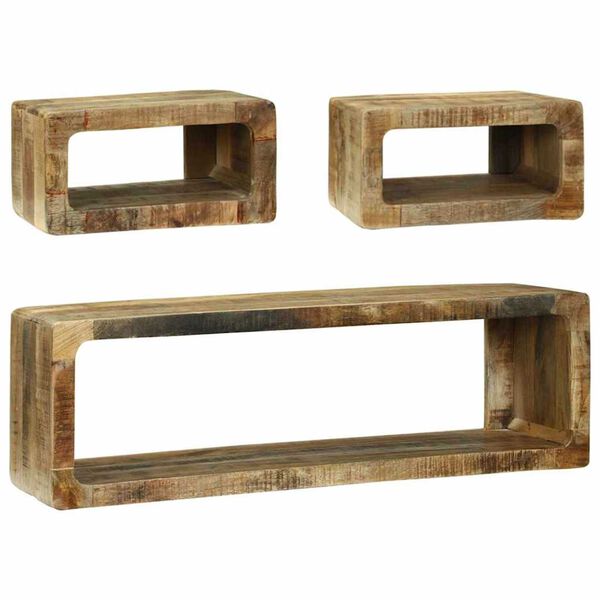 vidaXL Meuble TV avec Rangement 3 pcs Marron Bois de manguier massif